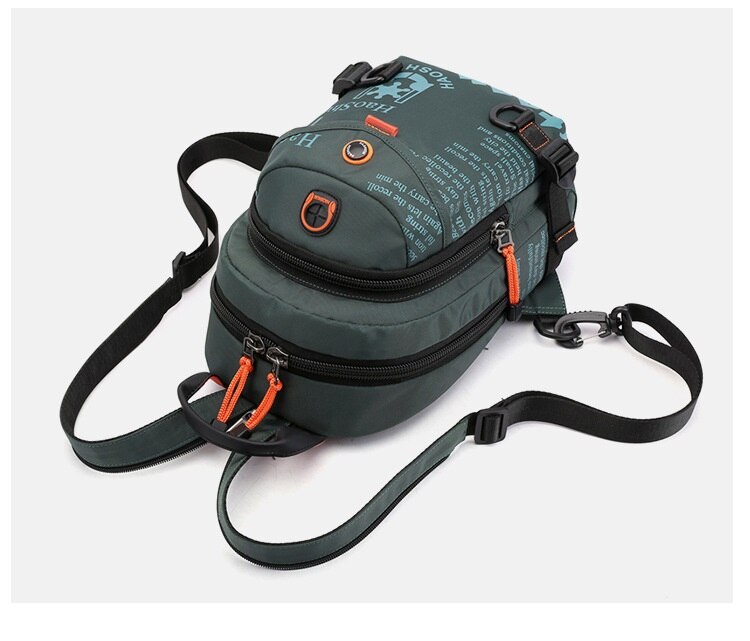 Men's Waterproof Nylon Small Chest Bag Multi-function Light School Pack Fashion Printing Travel Sports Shoulder Sling Backpack