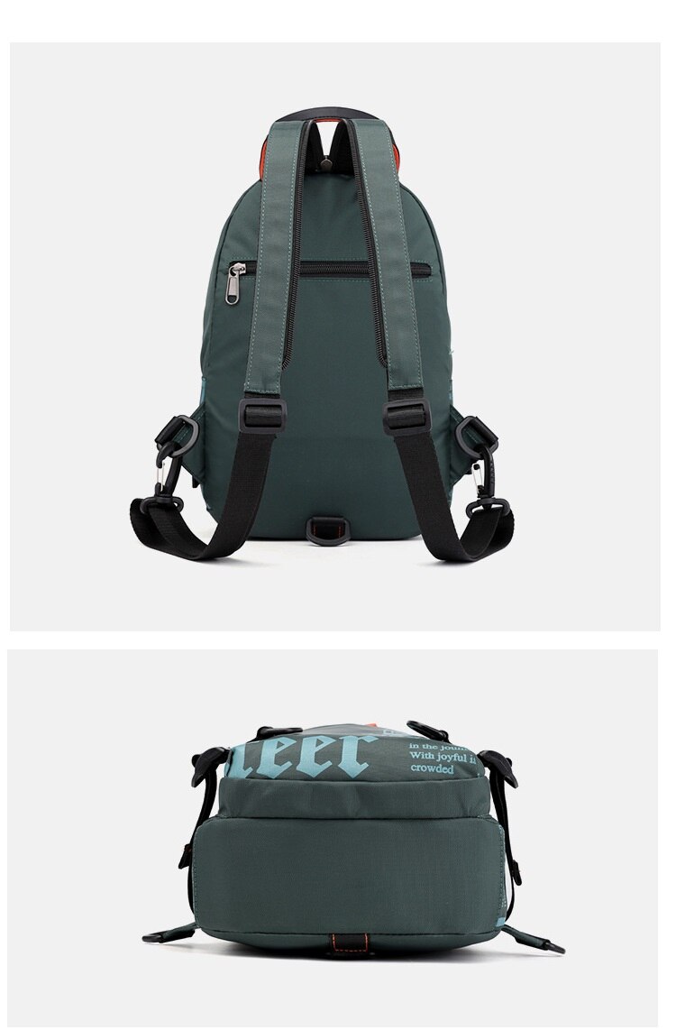 Men's Waterproof Nylon Small Chest Bag Multi-function Light School Pack Fashion Printing Travel Sports Shoulder Sling Backpack