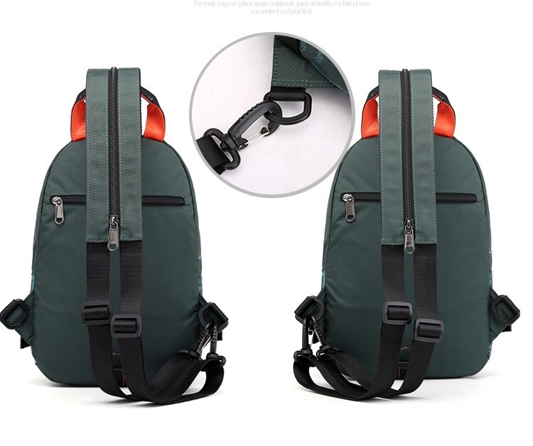Men's Waterproof Nylon Small Chest Bag Multi-function Light School Pack Fashion Printing Travel Sports Shoulder Sling Backpack