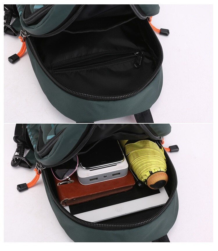 Men's Waterproof Nylon Small Chest Bag Multi-function Light School Pack Fashion Printing Travel Sports Shoulder Sling Backpack