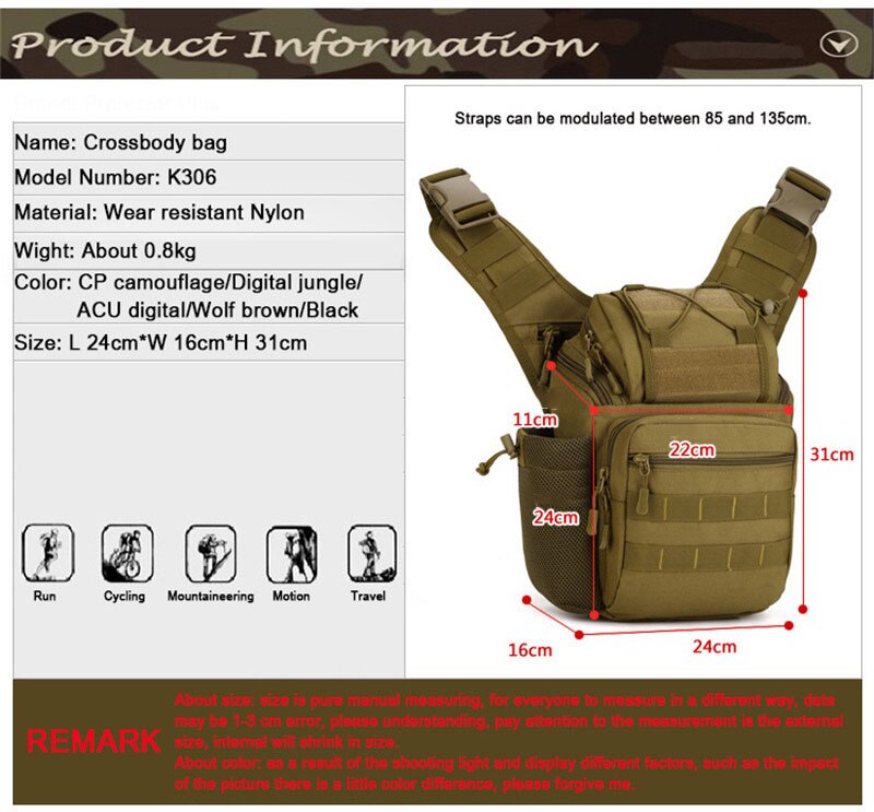 Military Men Shoulder Bag Travel DSLR Camera Crossbody Bag Fashion Nylon Waterproof Hiking Sports Messenger Bags Male Cross Body