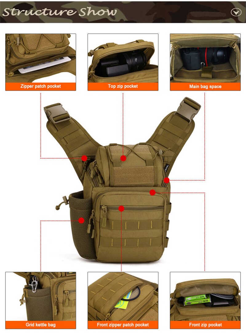 Military Men Shoulder Bag Travel DSLR Camera Crossbody Bag Fashion Nylon Waterproof Hiking Sports Messenger Bags Male Cross Body