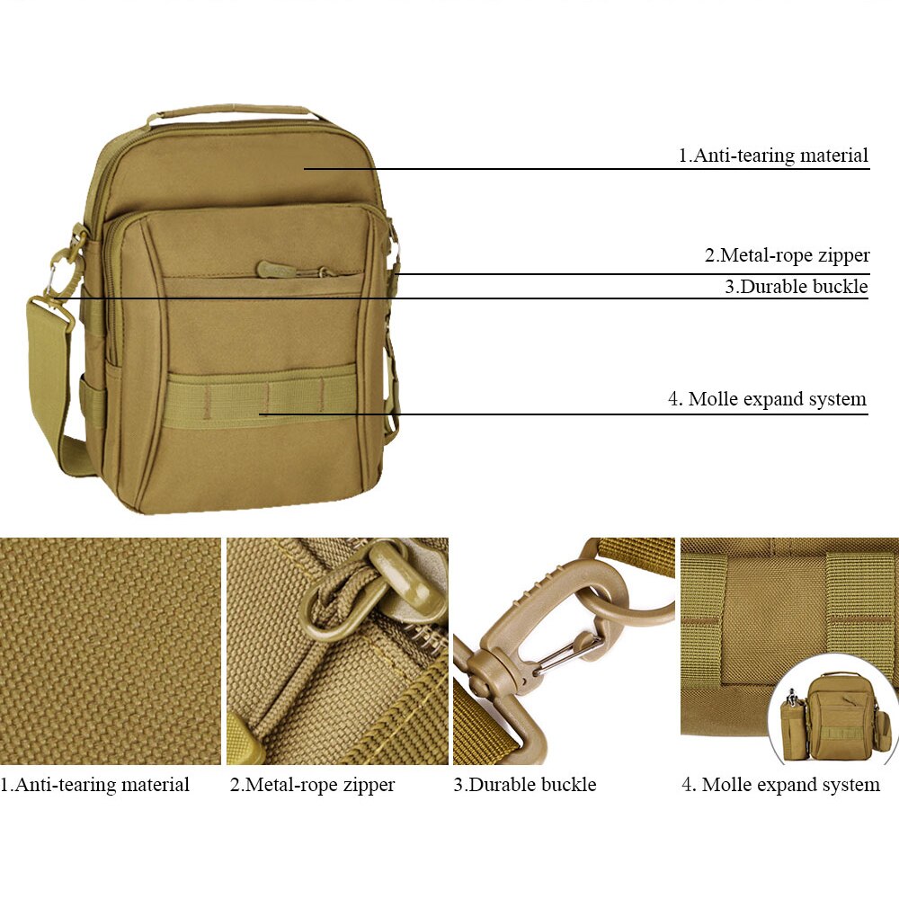 Tactical Crossbody Bag Men's Handbag Waterproof Crossbody Outdoor Sport Riding Travel Hunting Hiking Cycling Small Messenger Bag