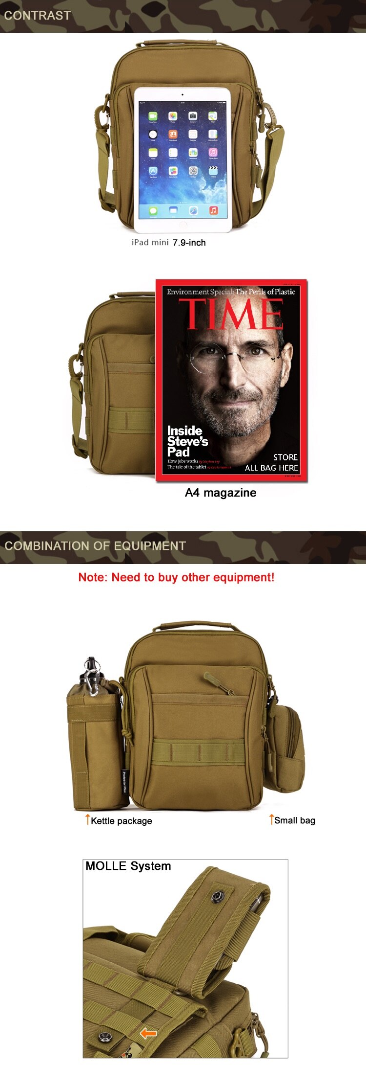 Tactical Crossbody Bag Men's Handbag Waterproof Crossbody Outdoor Sport Riding Travel Hunting Hiking Cycling Small Messenger Bag