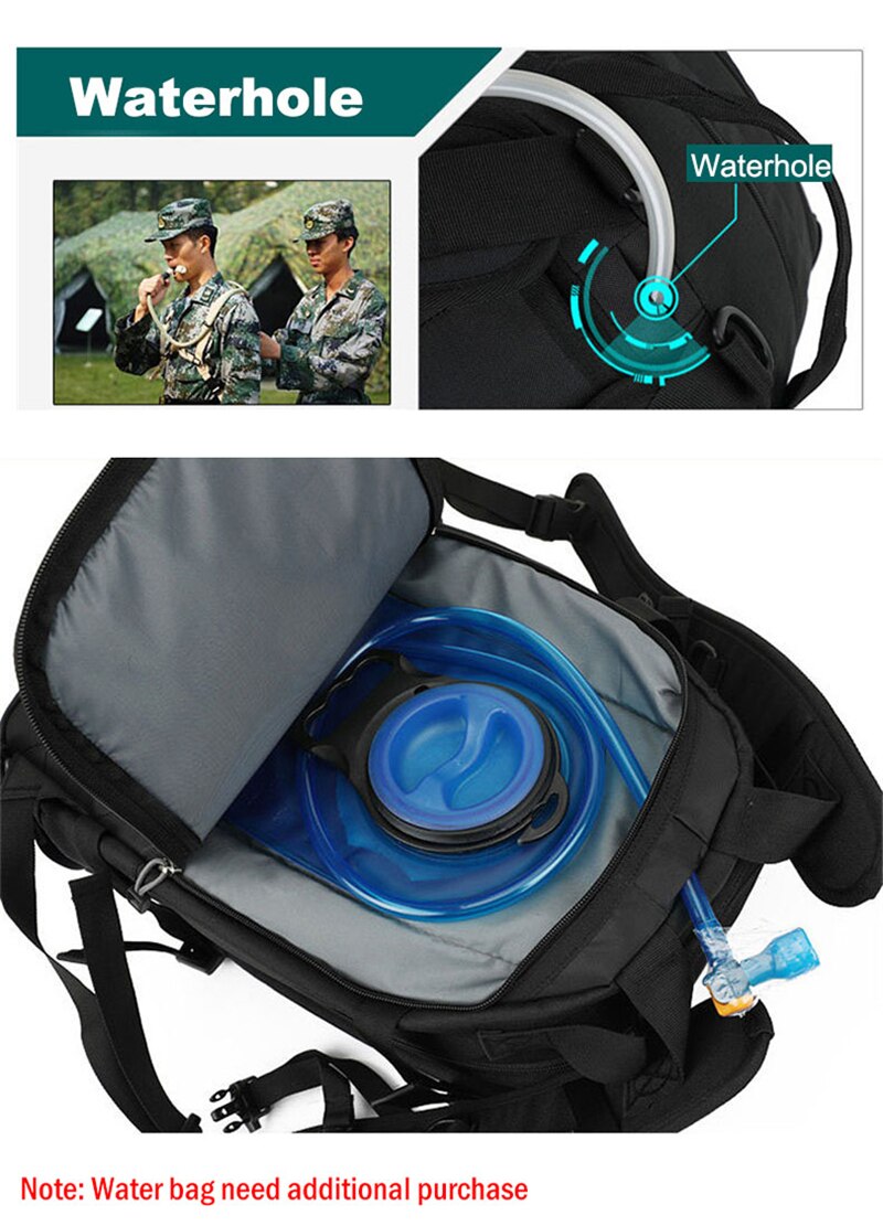 40L Camping Hiking Backpack Military Tactical Outdoor Rucksack Waterproof Oxford Army Molle System Bags Assault For Hunting Pack