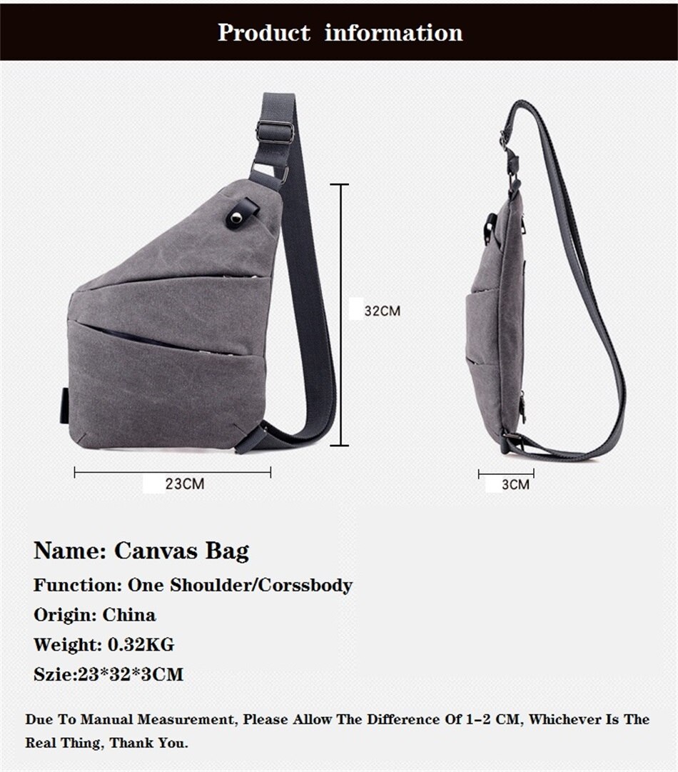 Multi Function Close Fitting Digital Storage Gun Bag Single Shoulder Canvas Bag Mens Solid Color Crossbody Sports Waist Backpack