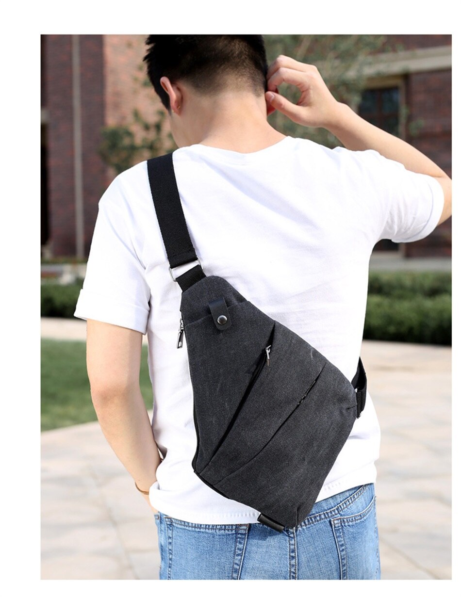 Multi Function Close Fitting Digital Storage Gun Bag Single Shoulder Canvas Bag Mens Solid Color Crossbody Sports Waist Backpack