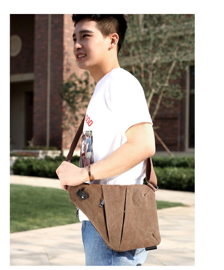 Multi Function Close Fitting Digital Storage Gun Bag Single Shoulder Canvas Bag Mens Solid Color Crossbody Sports Waist Backpack