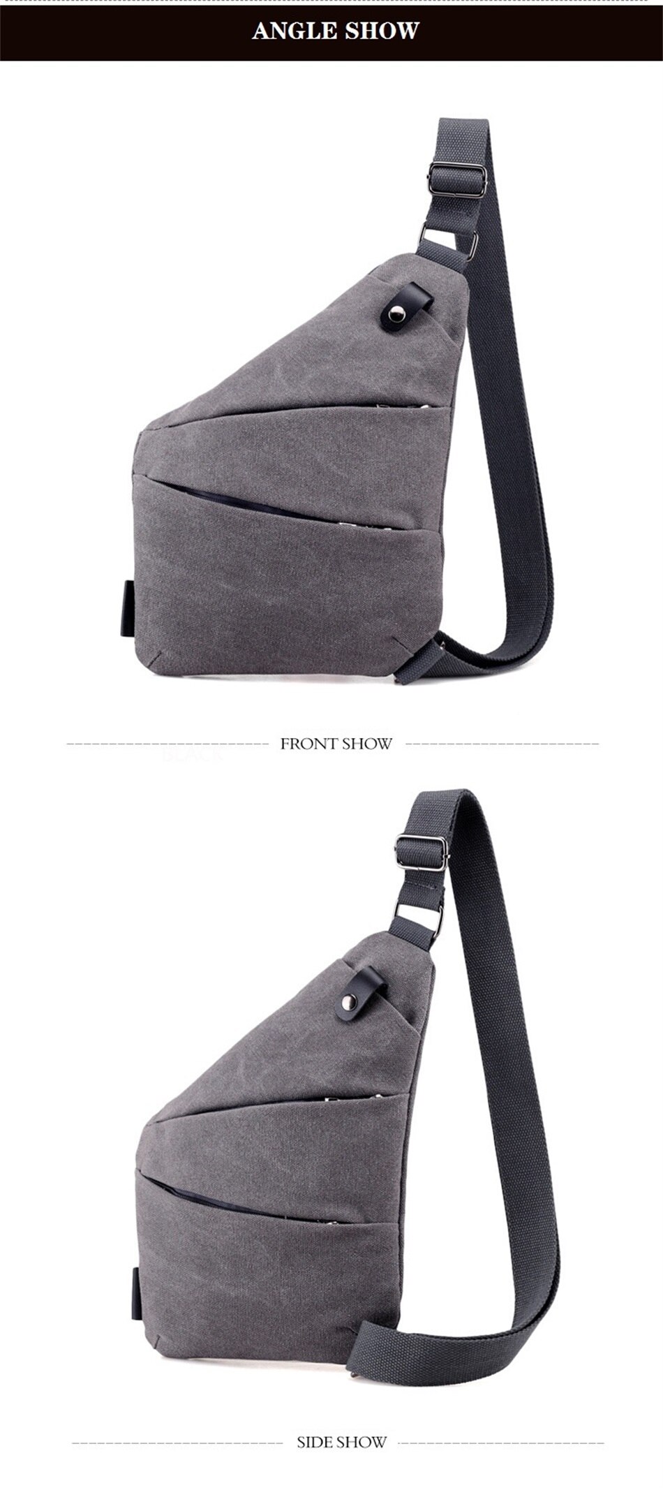 Multi Function Close Fitting Digital Storage Gun Bag Single Shoulder Canvas Bag Mens Solid Color Crossbody Sports Waist Backpack