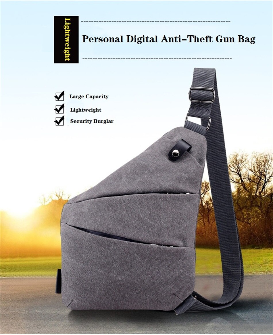 Multi Function Close Fitting Digital Storage Gun Bag Single Shoulder Canvas Bag Mens Solid Color Crossbody Sports Waist Backpack
