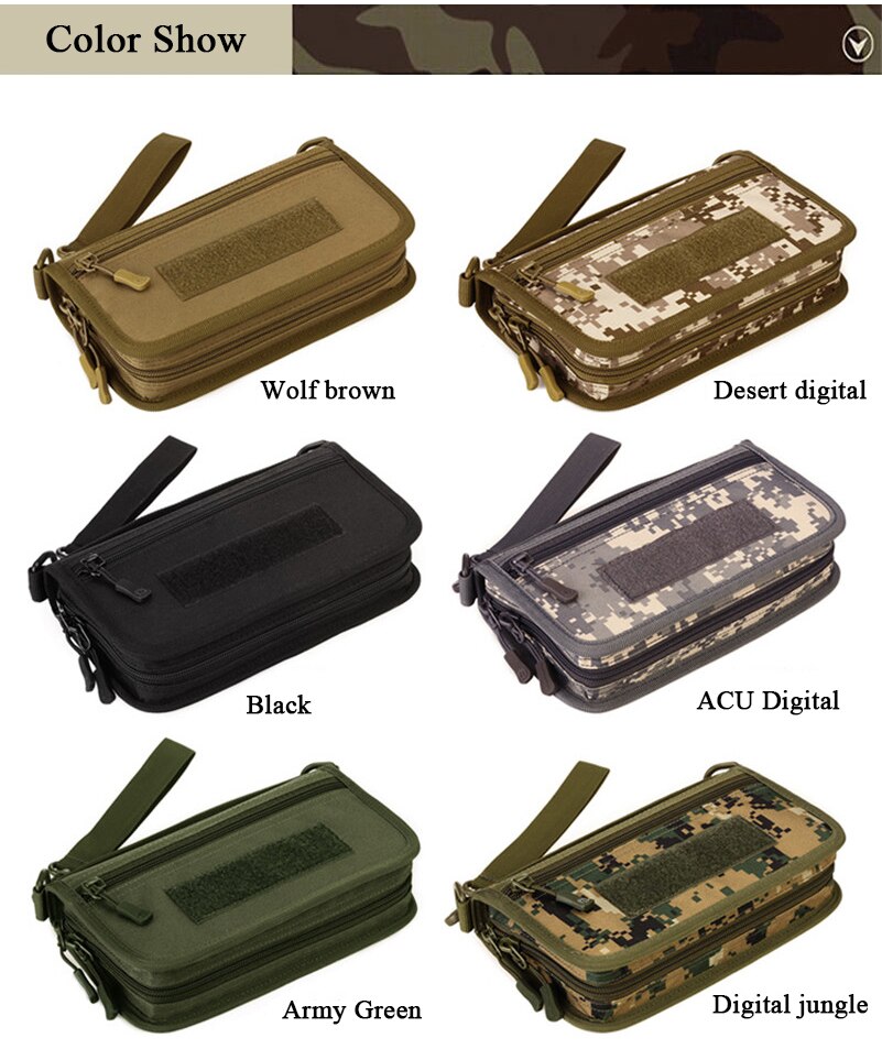 Tactical Handbag 6 Inches Phone Passport Travel Camouflage Wallet Nylon Purse Hiking Camping Molle Bag Hunting Wallet Pouch Bags