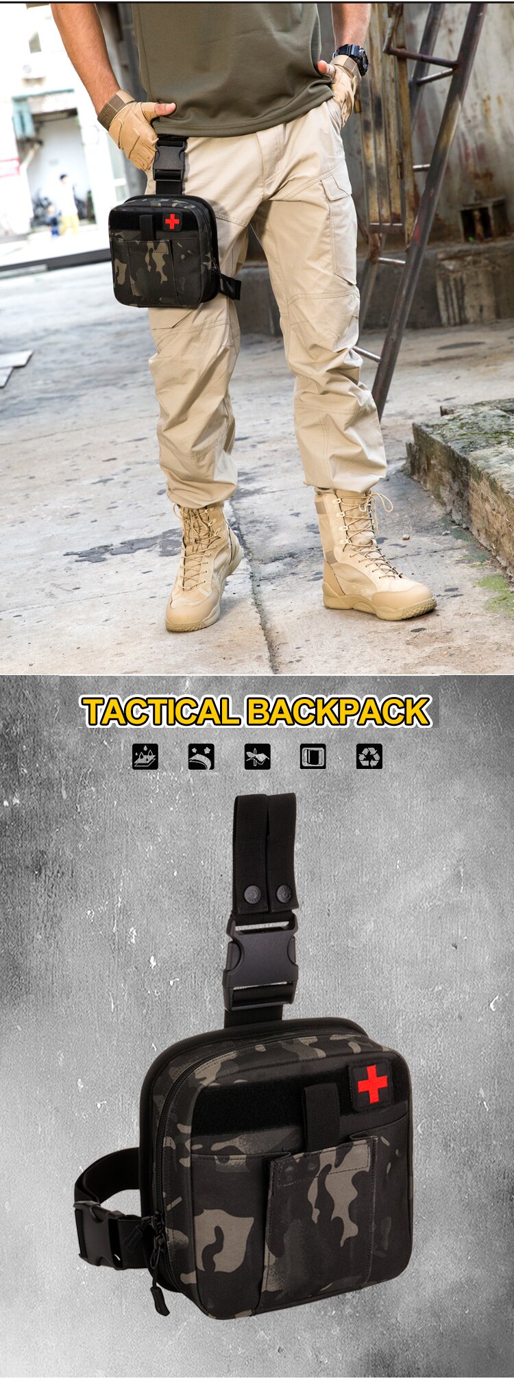 Outdoor Tactical Leg Pouch West Bag Waterproof Military Molle System First Aid Set Medical Pouch Hiking Hunting Trekking Leg Bag