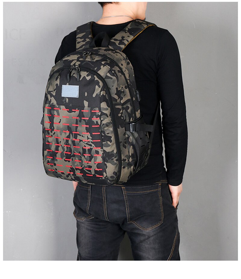 40L USB Men Military Bag Tactical Backpack Travel Waterproof Hiking Rucksack Camping Laptop Outdoor Sport Camouflage Army Bags