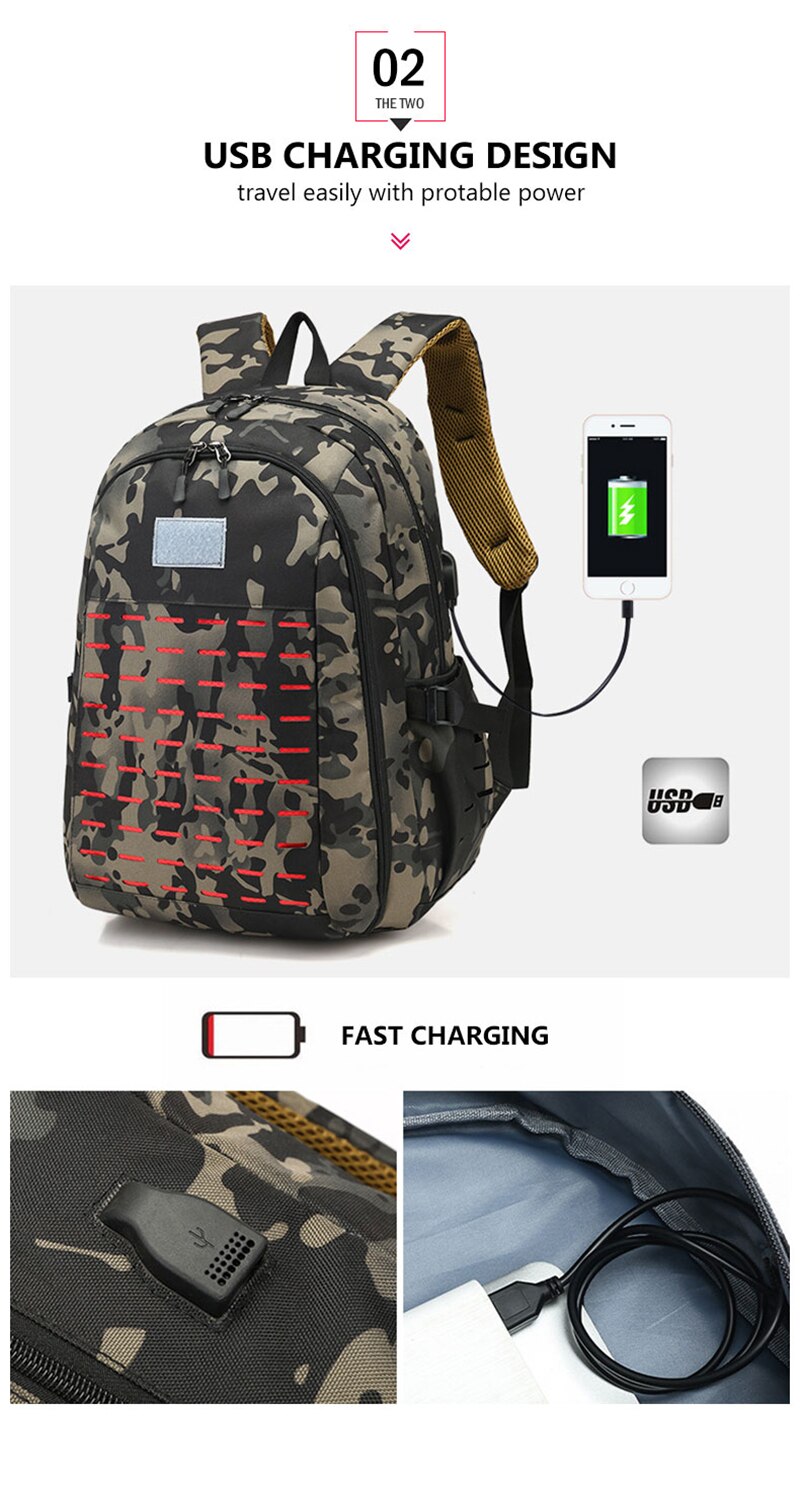 40L USB Men Military Bag Tactical Backpack Travel Waterproof Hiking Rucksack Camping Laptop Outdoor Sport Camouflage Army Bags