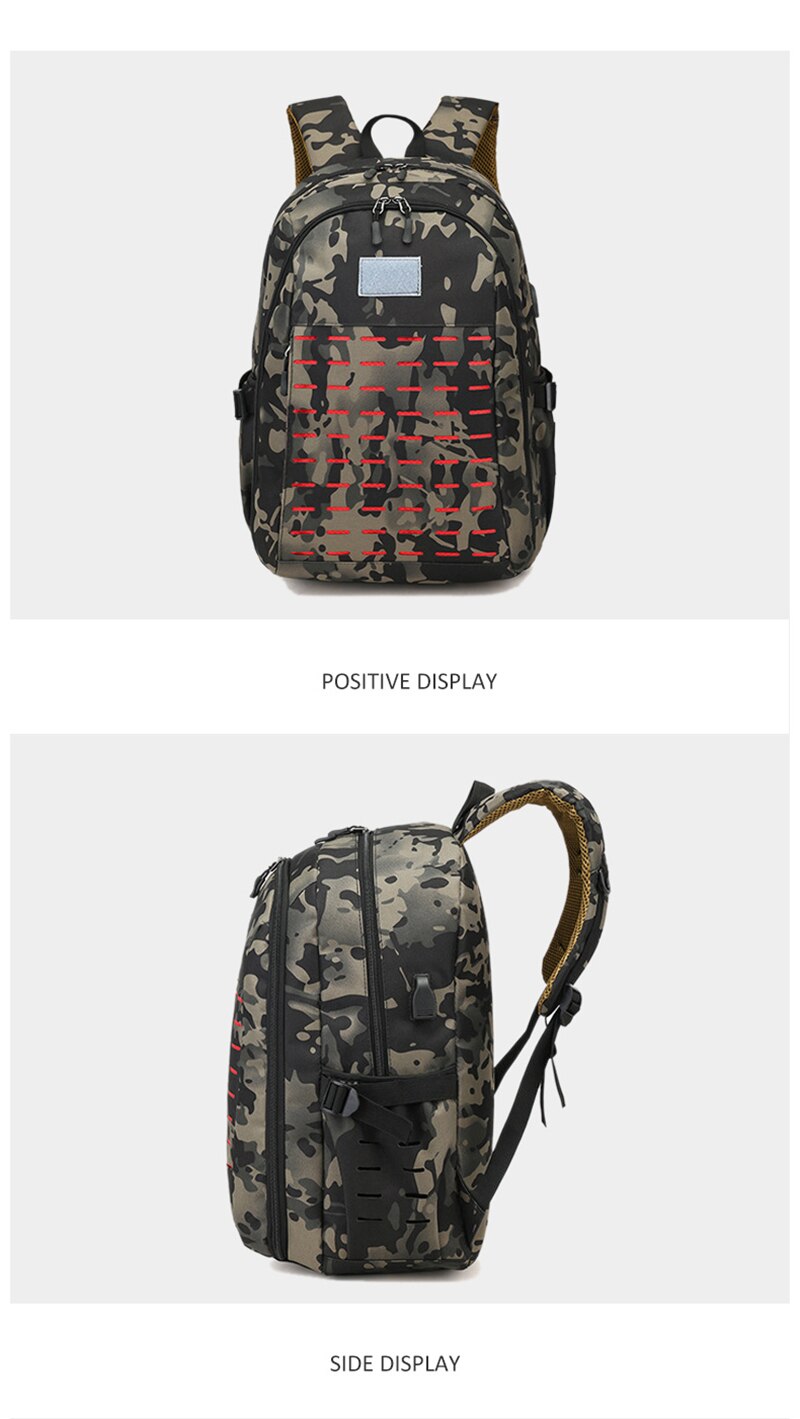 40L USB Men Military Bag Tactical Backpack Travel Waterproof Hiking Rucksack Camping Laptop Outdoor Sport Camouflage Army Bags