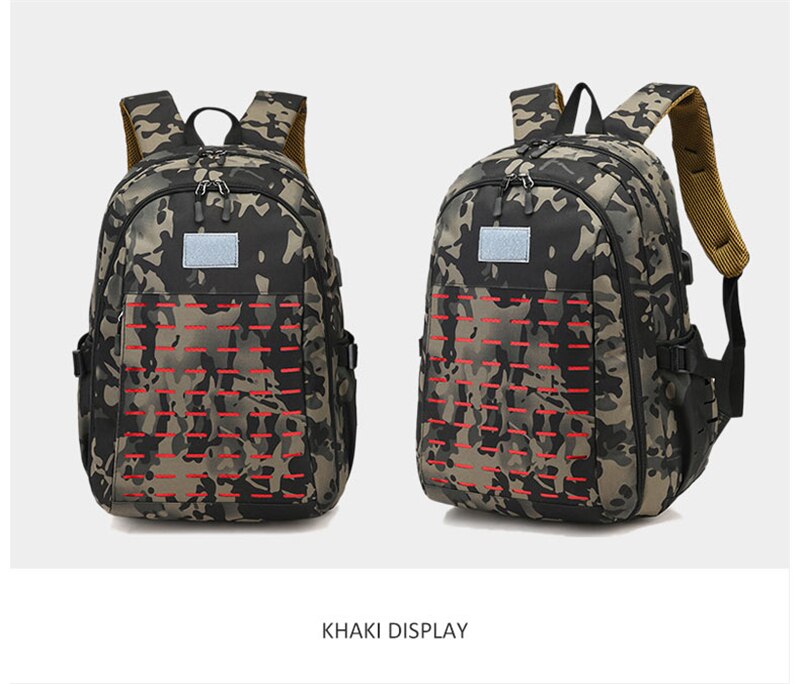 40L USB Men Military Bag Tactical Backpack Travel Waterproof Hiking Rucksack Camping Laptop Outdoor Sport Camouflage Army Bags