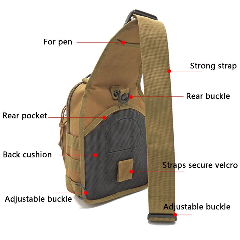 New Outdoor Shoulder Chest Military Backpack Camping Travel Hiking Trekking Bag 10 Colors Waterproof Crossbody Molle Sports Bags