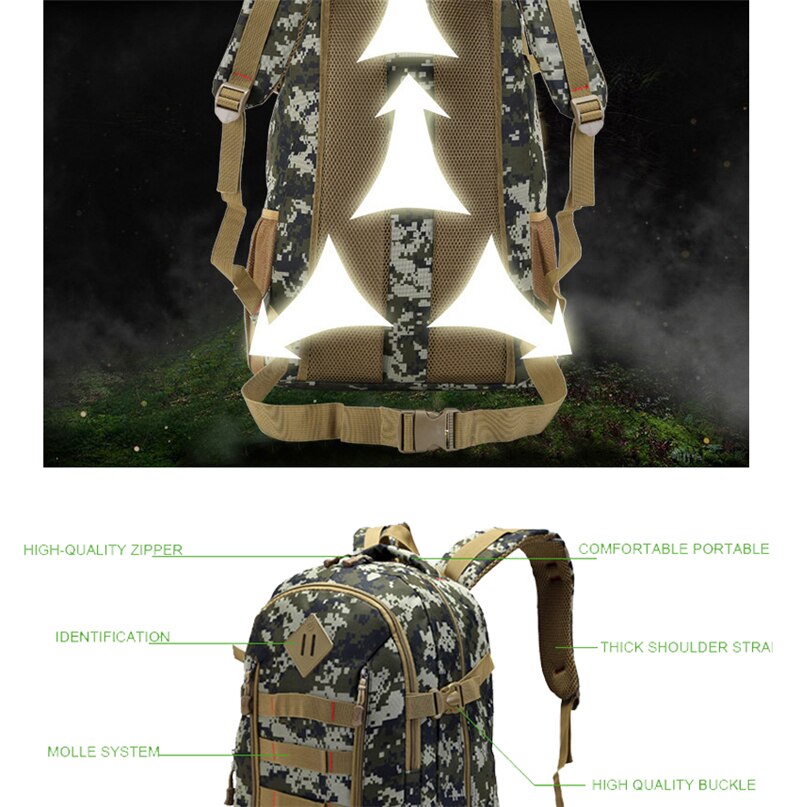 Camouflage Outdoor Military Backpack Men Sport Molle Army Tactical Bag Tourist Oxford Waterproof Hiking Camping Travel Backpacks