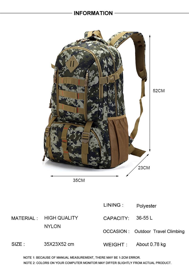 Camouflage Outdoor Military Backpack Men Sport Molle Army Tactical Bag Tourist Oxford Waterproof Hiking Camping Travel Backpacks