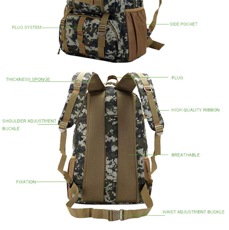 Camouflage Outdoor Military Backpack Men Sport Molle Army Tactical Bag Tourist Oxford Waterproof Hiking Camping Travel Backpacks
