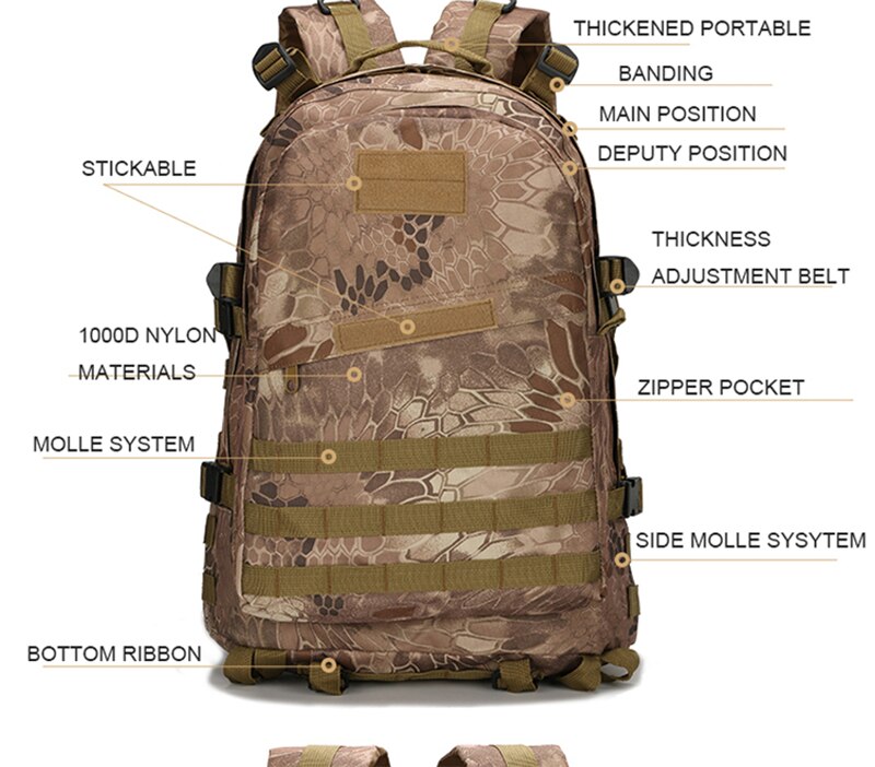 Outdoor Molle Tactical Backpack Men Climbing Travel Sports Army Military Bags Hiking Trekking Oxford Waerproof Tourist Rucksacks
