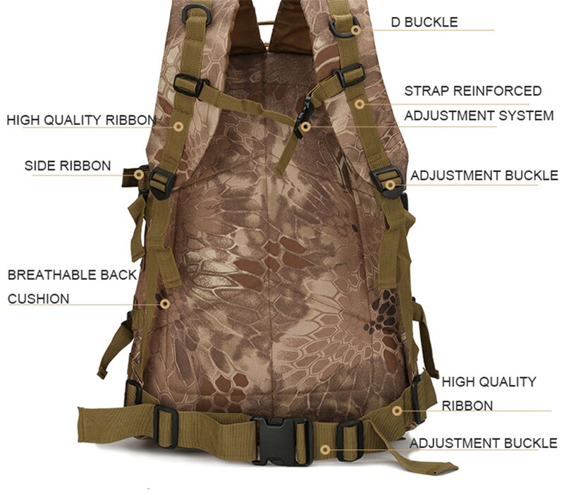 Outdoor Molle Tactical Backpack Men Climbing Travel Sports Army Military Bags Hiking Trekking Oxford Waerproof Tourist Rucksacks
