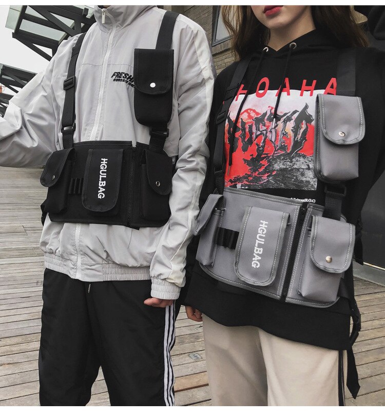 Functional Fashion Chest Rig Bag Men Women Hip Hop Harness Adjustable Tactical Vest Sports Hunting Tactical Packages Bullet Pack