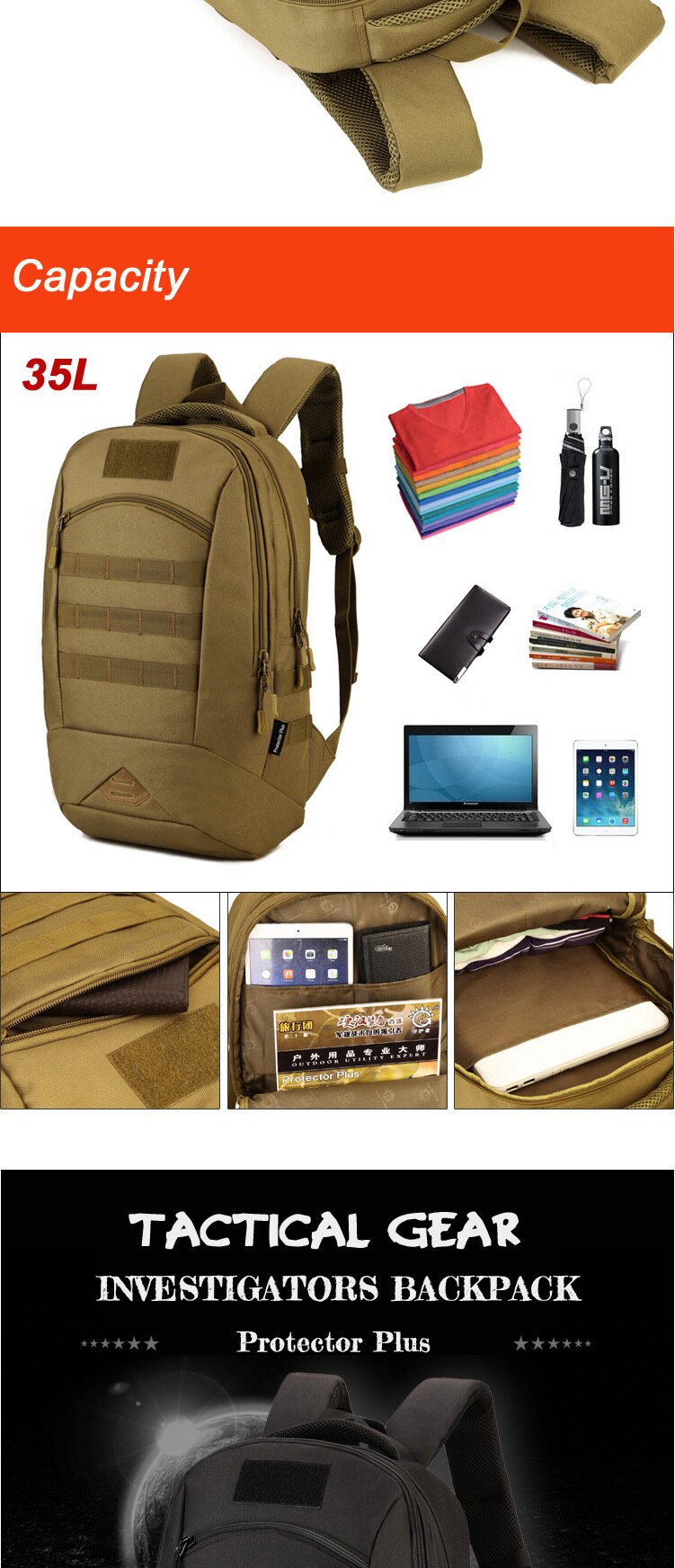 35L Utility Laptop School Backpacks Military Assault Tactical Bag Creeper Rucksack Camping Hiking Hunting Camo Army Hunters Bags