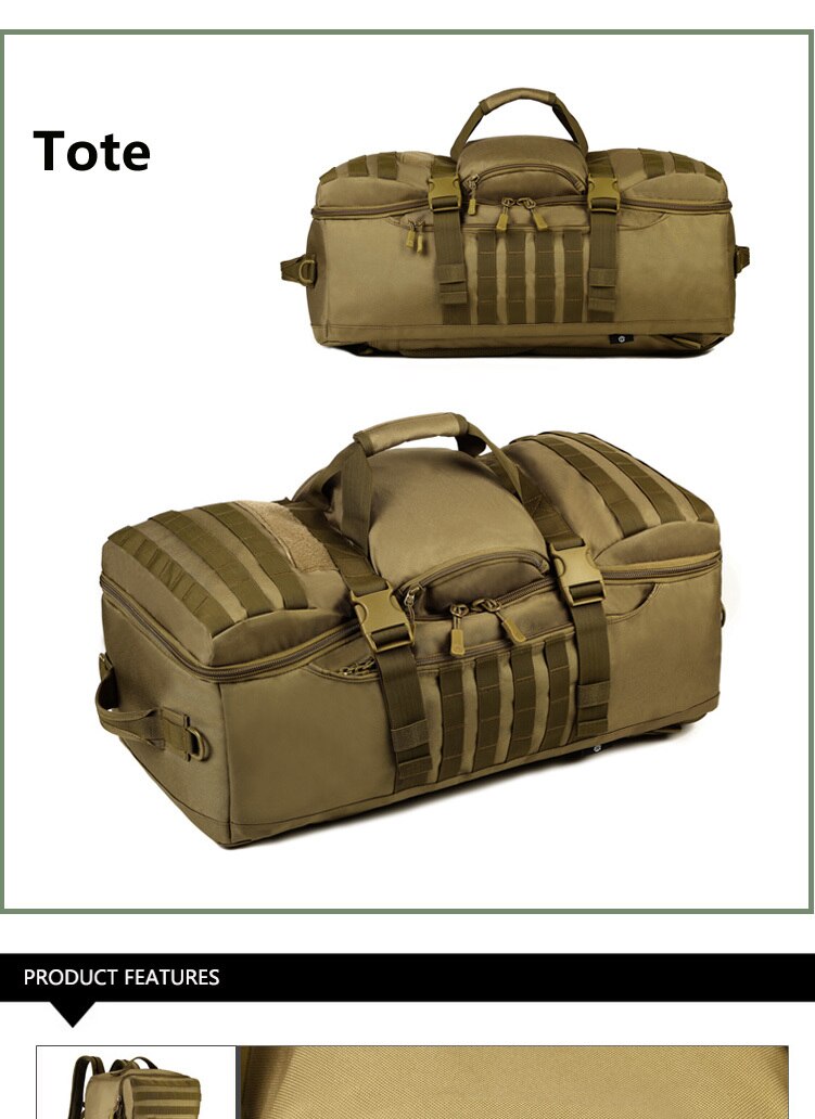 60L Military Tactics Backpack Large Bag Multifunction Capacity Camo Camping Hunting Travel Rucksack Waterproof Nylon Duffel Bag