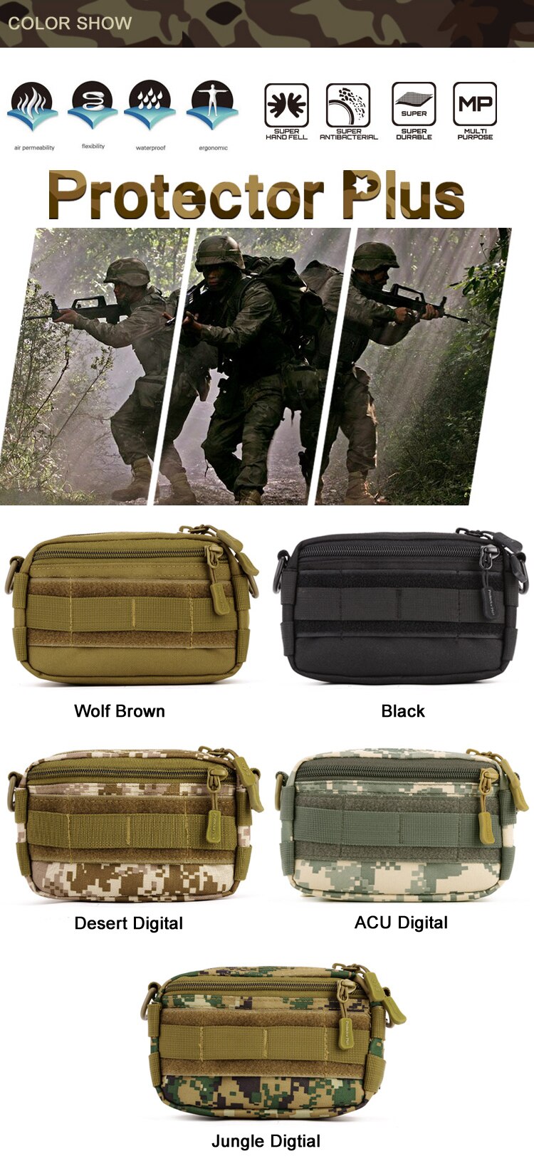 Mini Molle Pouch 5.5 inches Phone Bag Tactical Fishing Hiking Crossbody Camo Travel Portable Shoulder Sling Bag Climbing Cycling