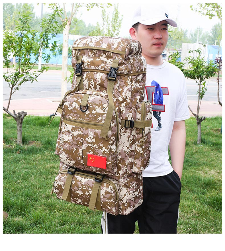 Men's 75L Sports Military Backpack Outdoor Waterproof Tourist Tactical Hiking Bag Camouflage Large Capacity Army Travel Rucksack
