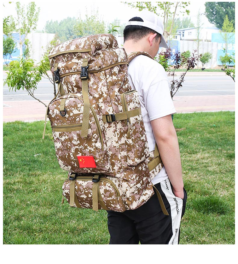 Men's 75L Sports Military Backpack Outdoor Waterproof Tourist Tactical Hiking Bag Camouflage Large Capacity Army Travel Rucksack