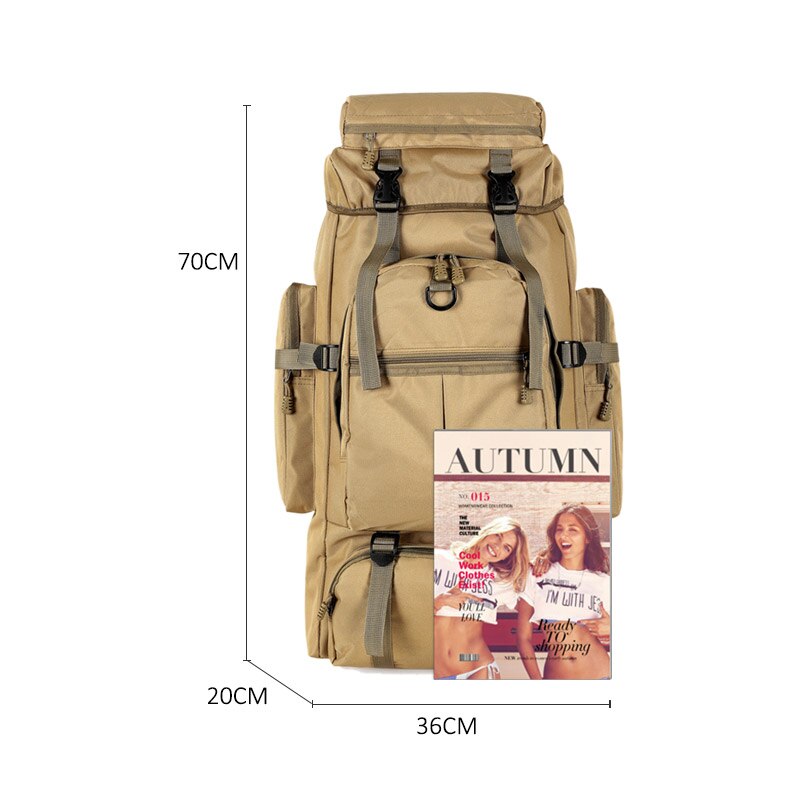 Men's 75L Sports Military Backpack Outdoor Waterproof Tourist Tactical Hiking Bag Camouflage Large Capacity Army Travel Rucksack