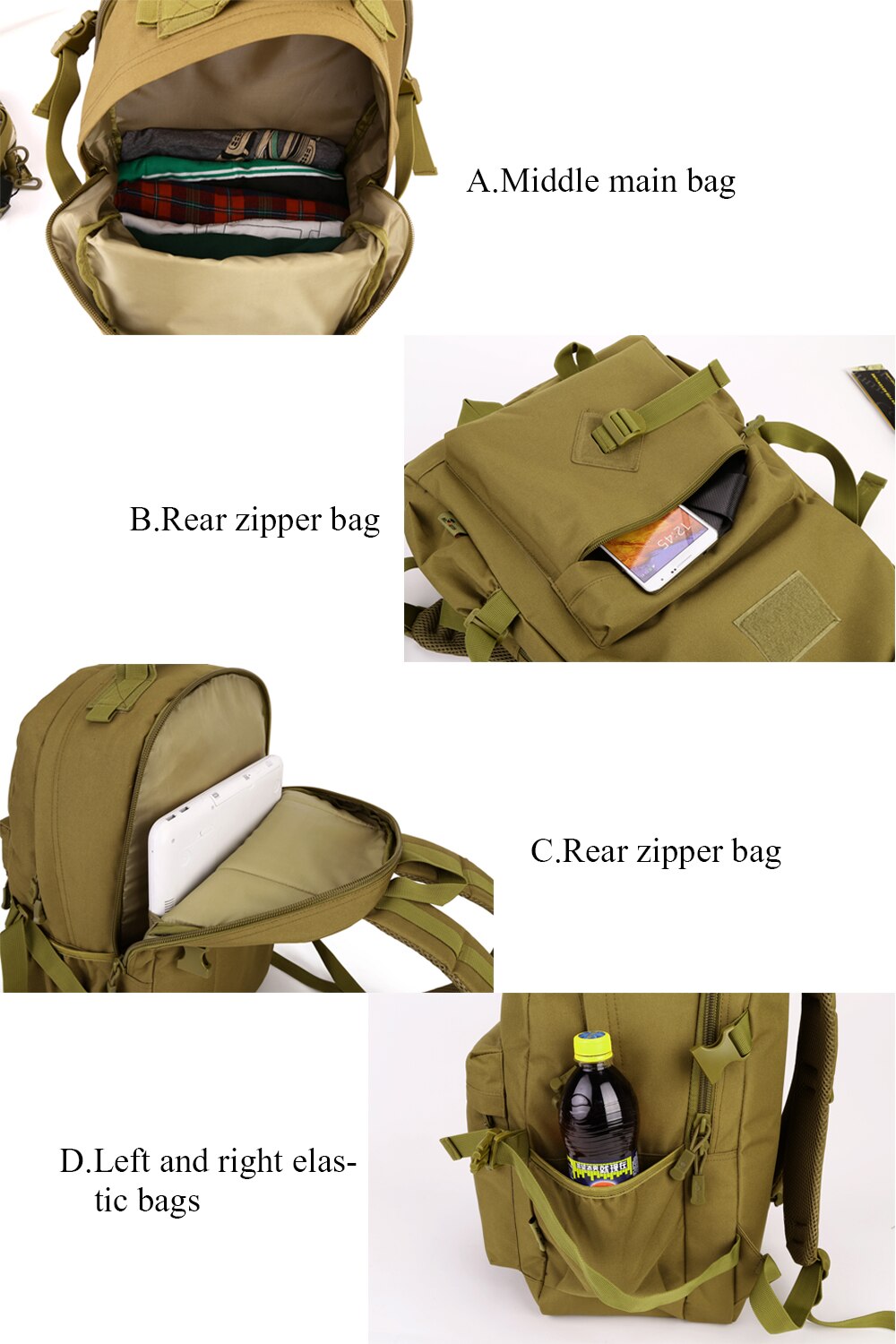Outdoor 40L Waterproof Tactical Camouflage Backpack Men Travel Sports Military Bag Male Mountaineer Hiking Climbing Camping Bags