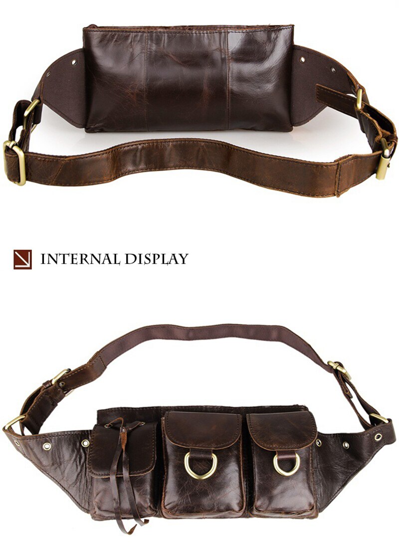 High Quality 100% Genuine Leather Belt Bag New Design Vintage First Layer Cowhide Waist Packs Fashion Multifunctional Chest Bags