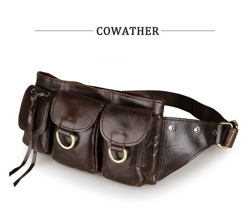 High Quality 100% Genuine Leather Belt Bag New Design Vintage First Layer Cowhide Waist Packs Fashion Multifunctional Chest Bags