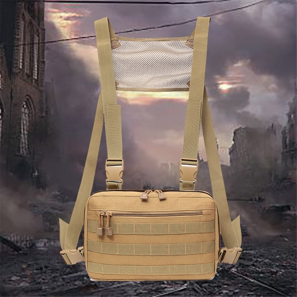Tactical Chest Bag Hip Hop Streetwear Pouch Molle Front Pack Vest Backpack Breathable Mesh Outdoor Hunting Military Combat Bags