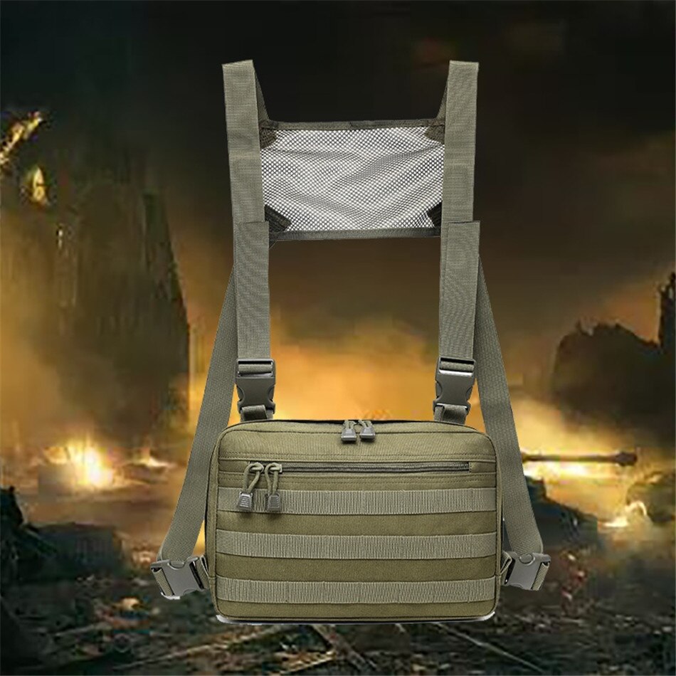 Tactical Chest Bag Hip Hop Streetwear Pouch Molle Front Pack Vest Backpack Breathable Mesh Outdoor Hunting Military Combat Bags