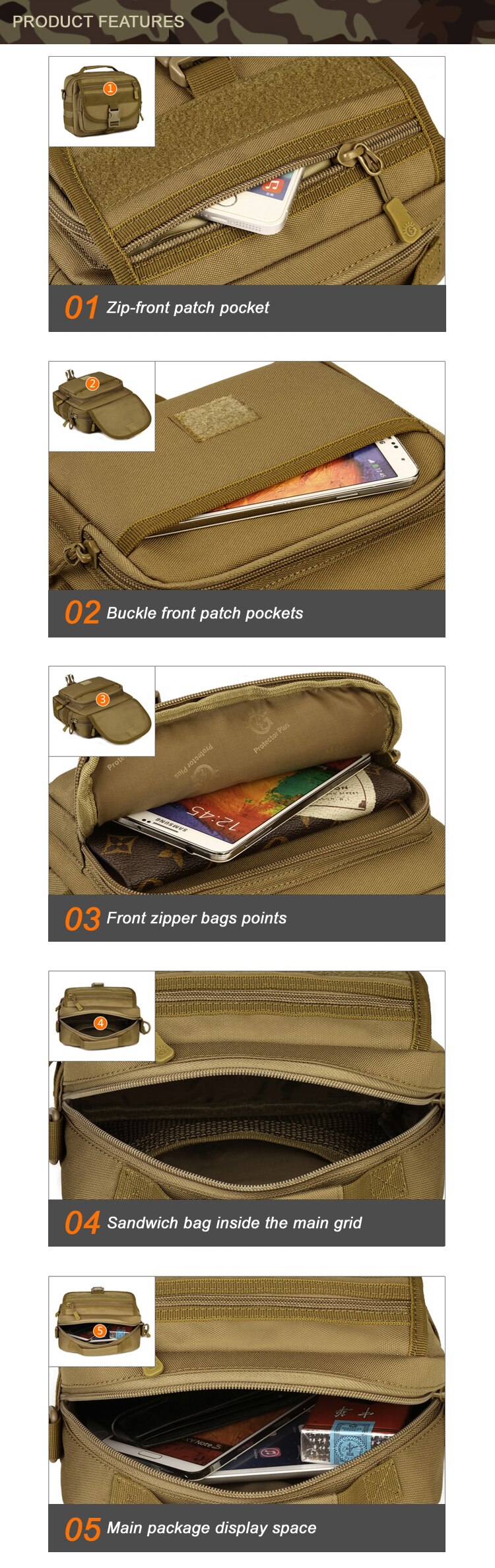 New Nylon Shoulder Bag Messenger Mobile Travel Packages Hiking Camping Fishing Hunting Equipment Utility Military Crossbody Pack