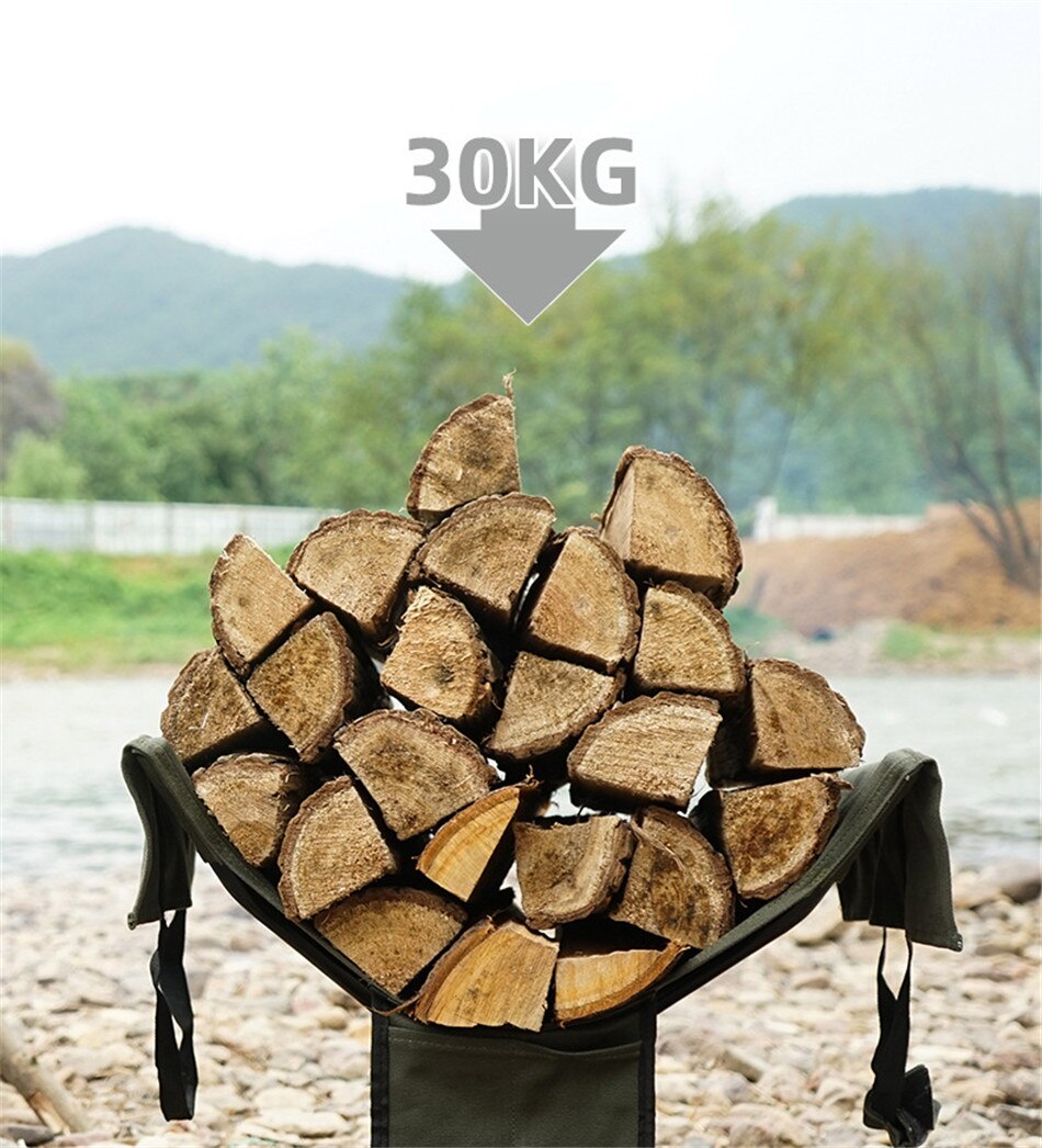 Aluminum Alloy Racks Camping Firewood Bag Outdoor Camping Campfire Firewood Rack Firewood Storage Bag Portable Canvas Tool Bag