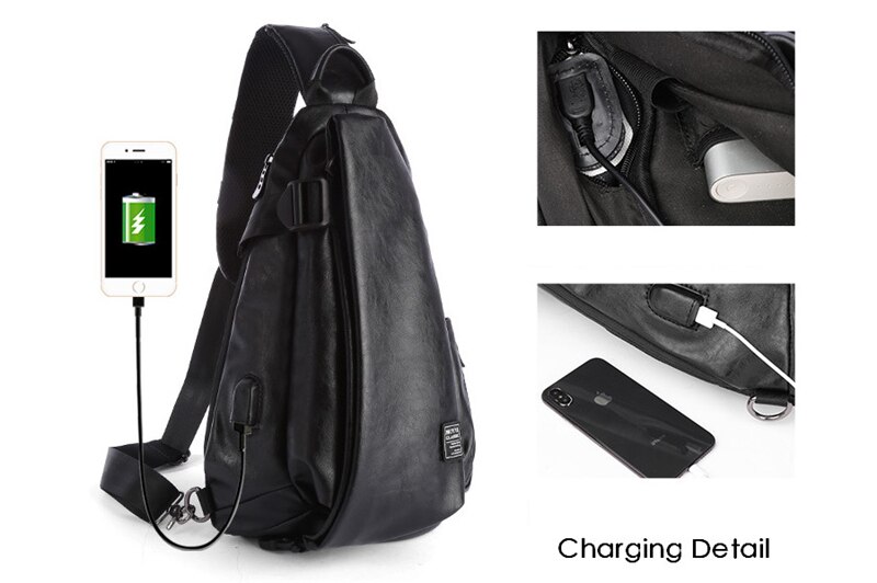Men Quality Messenger Bag Casual PU Leather Waterproof Shoulder Bags Travel Sports Student Zipper Sling Crossbody Chest Bag Male