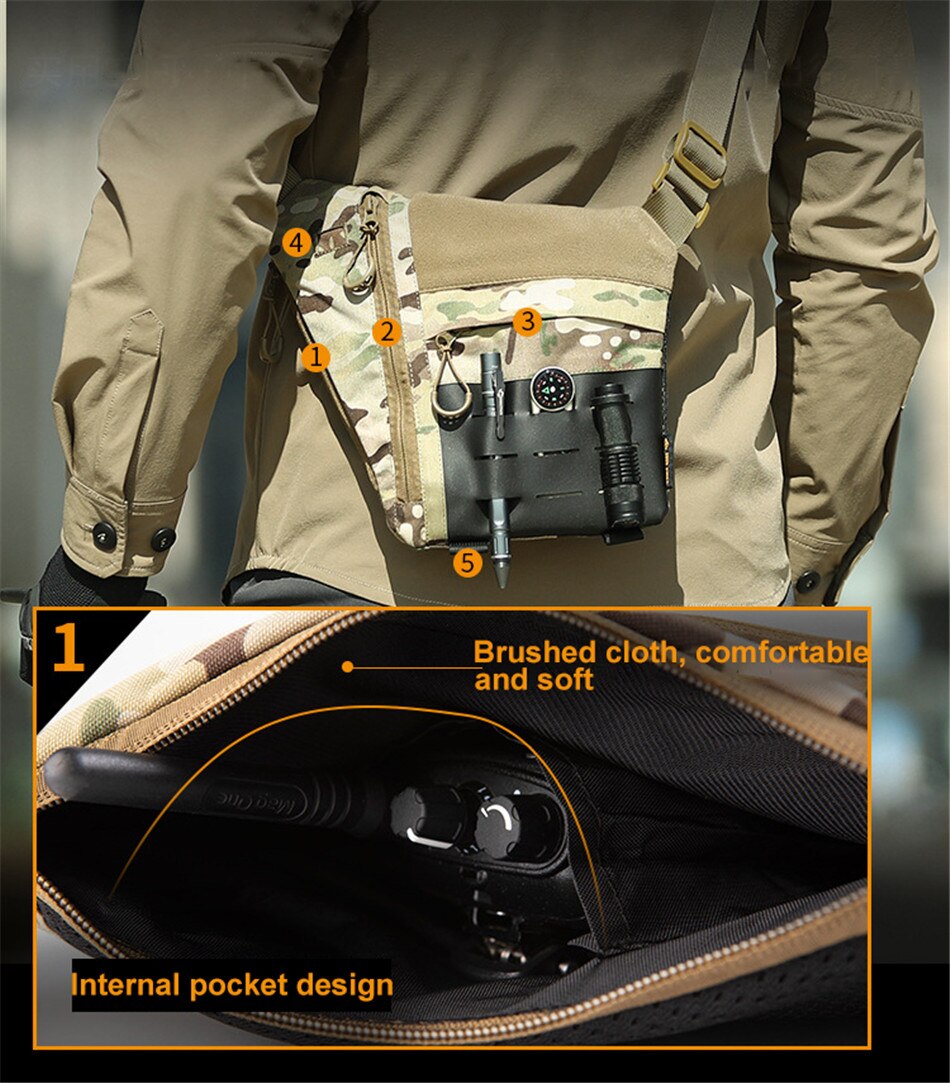 Outdoor Camouflage Tactical Shoulder Bag Nylon Wear-resistant Multifunctional Commuter Hiking Waist Bag Men Street Trend Wallet