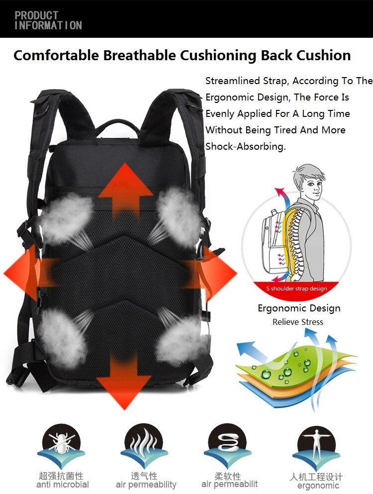 Outdoor Shoulder Military Camouflage Tactical Package Large-capacity Waterproof Men And Women Riding Hiking Camping Tactical Bag