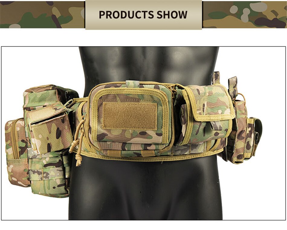 Camouflage Multi-function Five-piece Set Tactical Girdle Tactical Waist Bag Military Fan Hunting Accessories Pouch