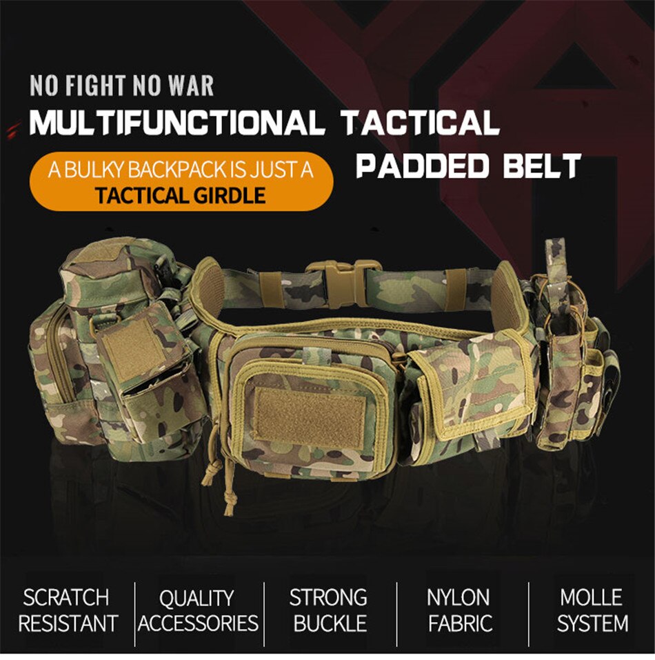 Camouflage Multi-function Five-piece Set Tactical Girdle Tactical Waist Bag Military Fan Hunting Accessories Pouch