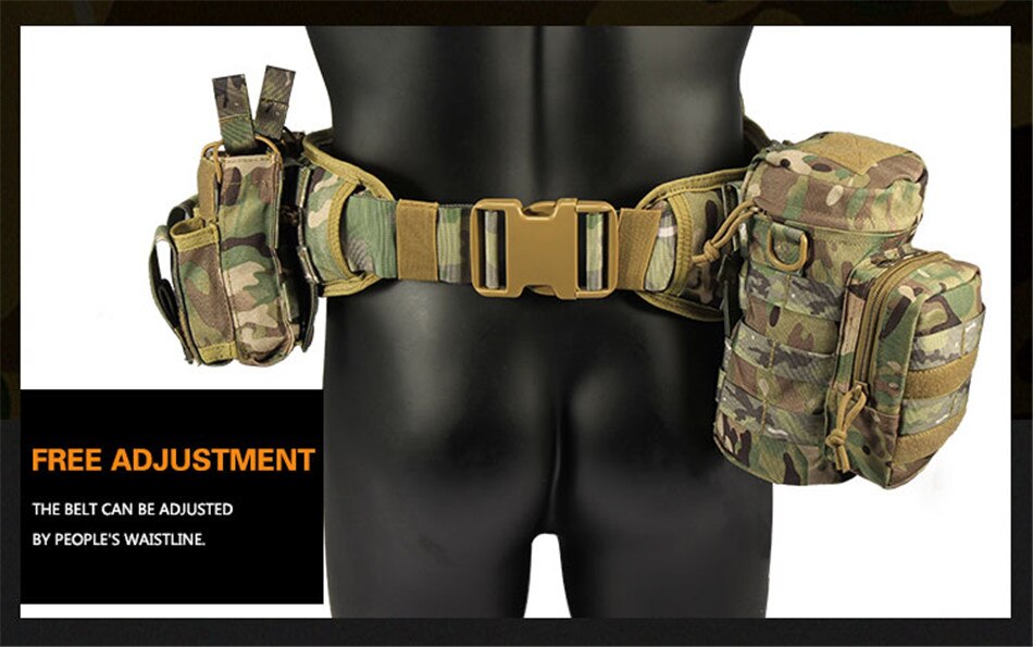 Camouflage Multi-function Five-piece Set Tactical Girdle Tactical Waist Bag Military Fan Hunting Accessories Pouch