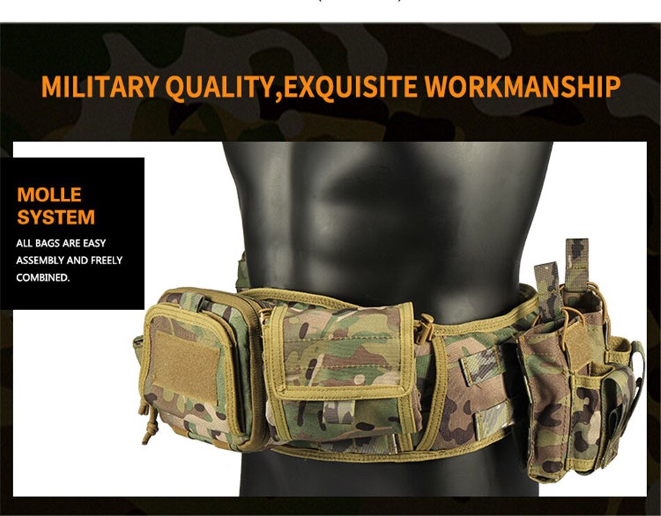 Camouflage Multi-function Five-piece Set Tactical Girdle Tactical Waist Bag Military Fan Hunting Accessories Pouch