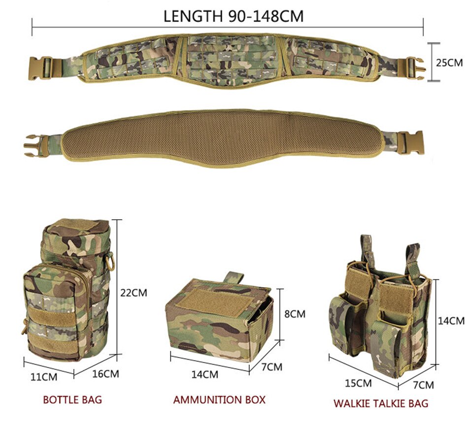 Camouflage Multi-function Five-piece Set Tactical Girdle Tactical Waist Bag Military Fan Hunting Accessories Pouch