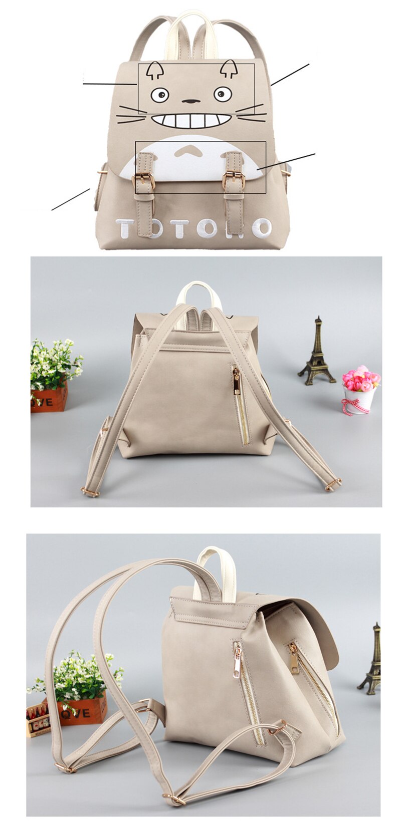 Cartoon Women Backpack Japan Anime My Neighbor Totoro Designer Bag For Girls Casual Waterproof Quility PU Travel School Rucksack