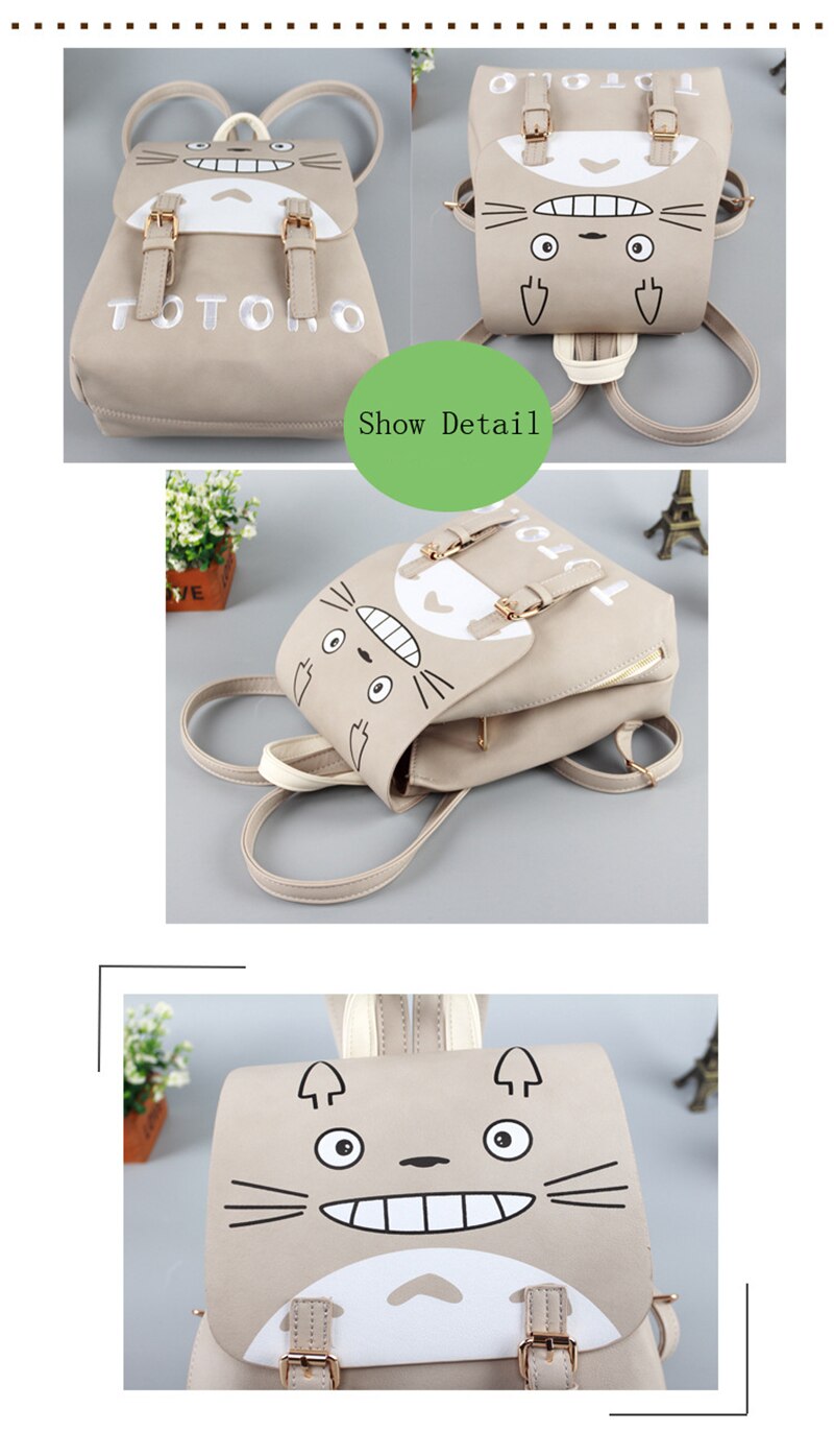 Cartoon Women Backpack Japan Anime My Neighbor Totoro Designer Bag For Girls Casual Waterproof Quility PU Travel School Rucksack